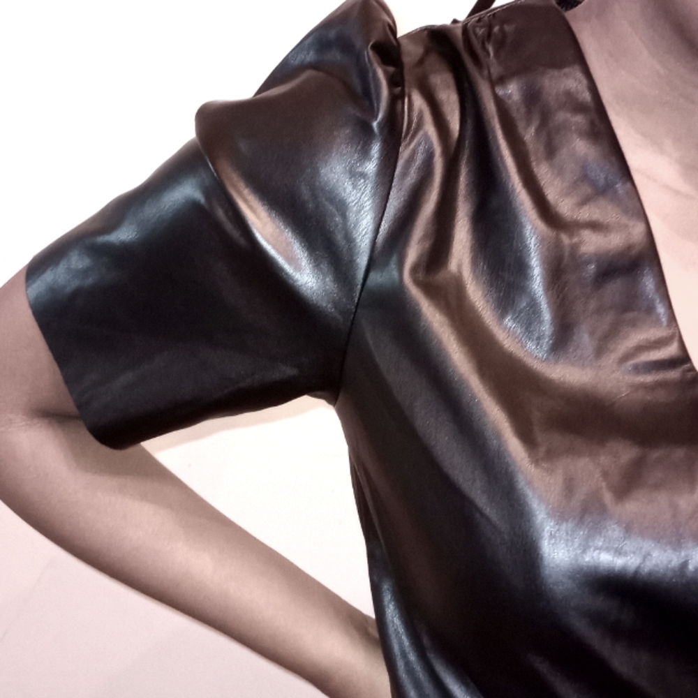Leather look body suit Sz M